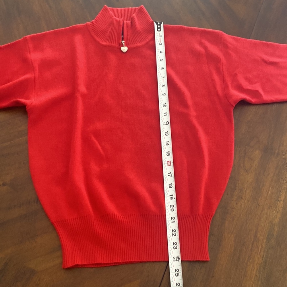 Obermeyer vintage ski sweater red women’s size M mock neck 1/4 zip - Picture 5 of 10